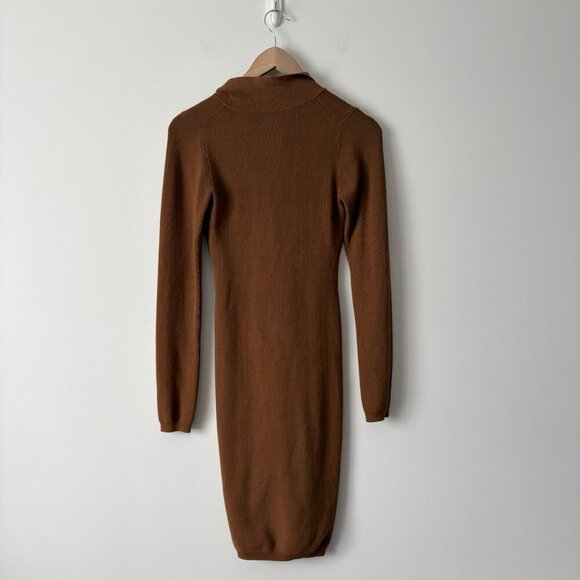 Aritzia Wilfred Cove Long Sleeve Knit Ribbed Dress Brown Size Medium - Picture 3 of 6